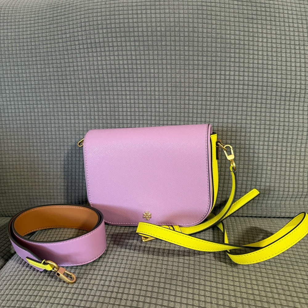 Tory Burch Emerson Color Block Crossbody Satchel Adjustable Shoulder Bag - Picture 2 of 13